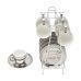 Conjunto 6 Xícaras de Porcelana para Café com Pires e Suporte Branco/Prata Versa 90ml Wolff
