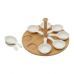 Conjunto 9 Peças | 8 Petisqueiras de Porcelana e 1 Suporte de Bamboo 25X25X13cm