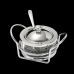 Açucareiro de Cristal com Tampa de Aço Inox com Colher Italy 13cm Wolff